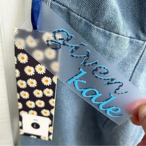 Prairie Cottagecore Denim Cotton Short Sleeved V-Neck Wrap Bust Midi Dress / M - Picture 10 of 10